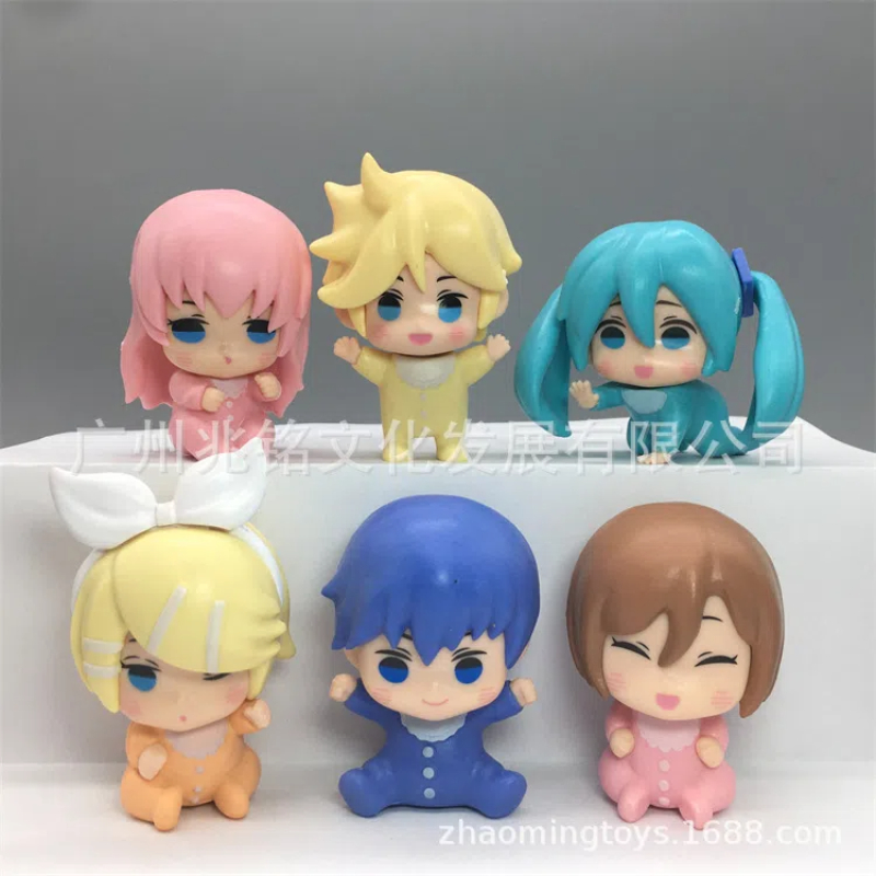 Baby Q Products - 6 ピース/セットアニメ初音ミク q バージョンかわいいベビーバージョンアクションフィギュア PVC モデルおもちゃ人形デスク装飾グッズギフト