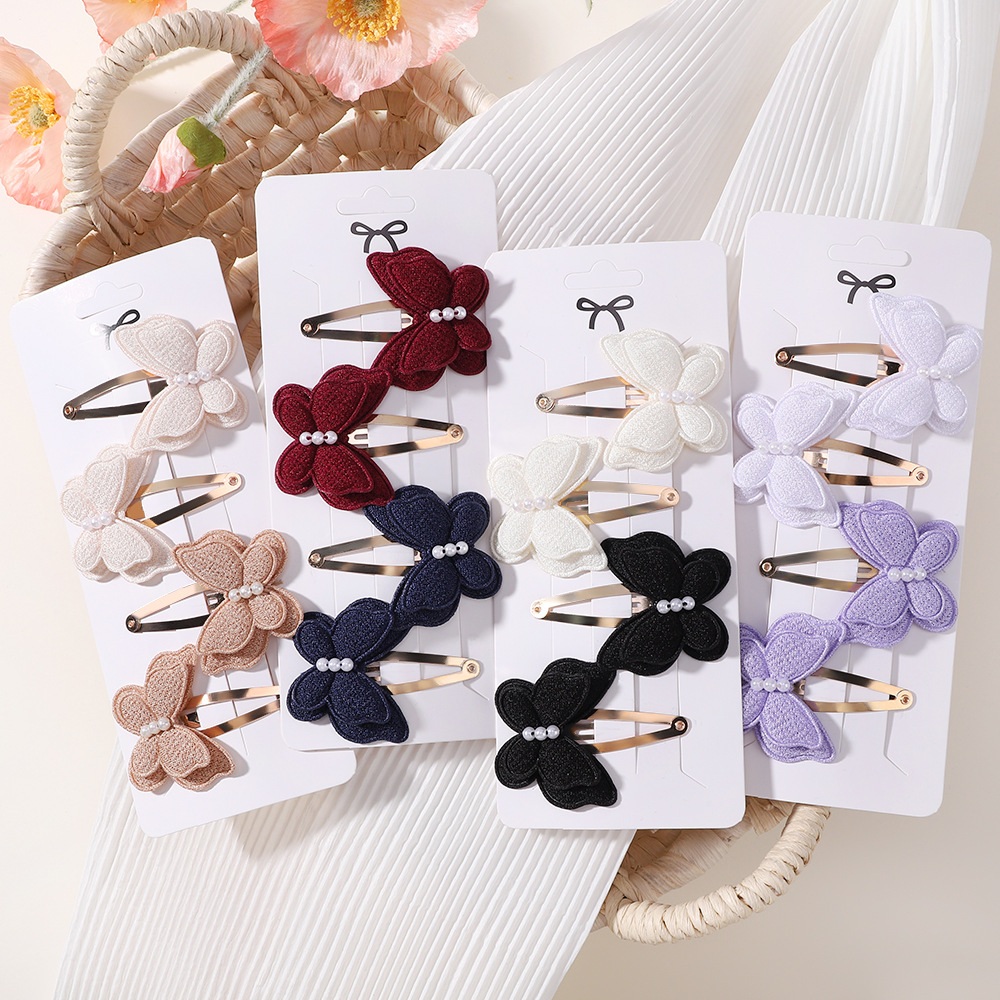 4 ピース/セット蝶のヘアクリップセット女の子のための二重層 - Baby Products Set のレビューと価格