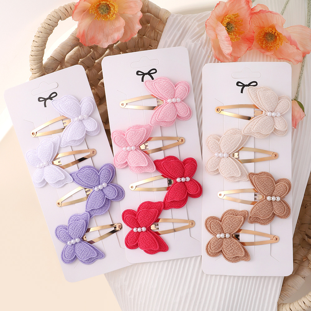 4 ピース/セット蝶のヘアクリップセット女の子のための二重層 - Baby Products Set のレビューと価格